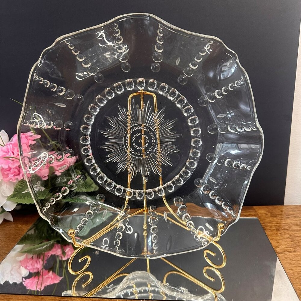 Federal‎ Glass Columbia Clear Depression Glass Platter Sunburst Etched Art Deco
